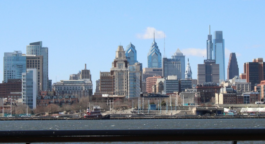 Philadelphia skyline waterfront view